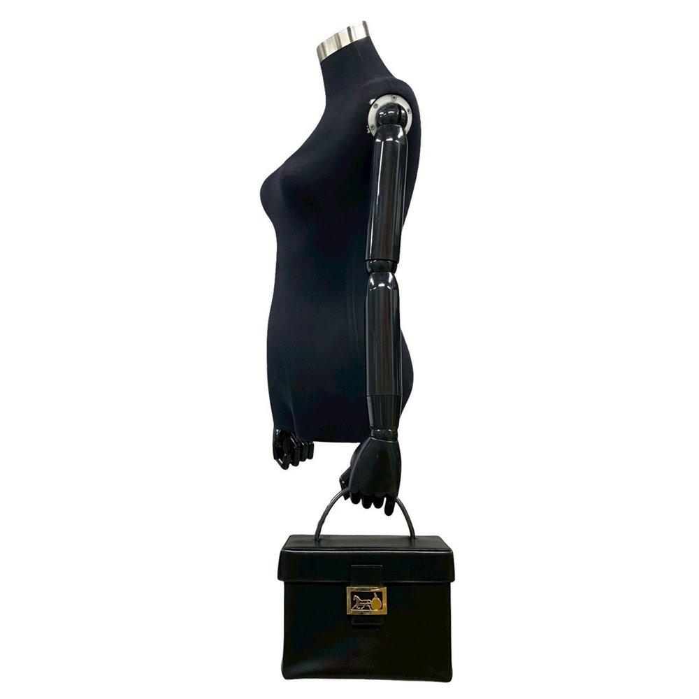 CELINE Logo Carriage Hardware Calfskin Leather Handbag Vanity Bag Makeup Box - Picture 2 of 9
